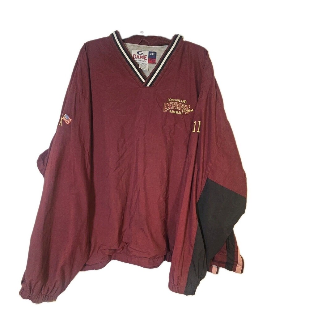 Game Sportswear Long Island Express Baseball Windbreaker Jacket 3XL Burgundy